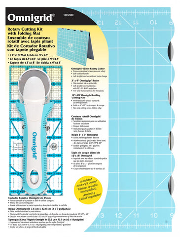 Omnigrid Folding Cutting Kit Small 12 x 18" Cutting Mat, Rotary Cutter, and Ruler
