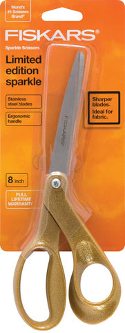 Fiskars Premier 8in Bent Fashion Deco Scissors Limited Edition - Gold Sparkle 03-049219r2