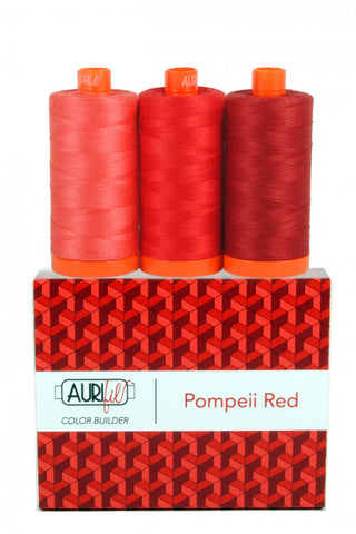 AURIFIL Pompeii Red Color Builder Thread Collection 50wt 3 Large Spools AC50CP3-002