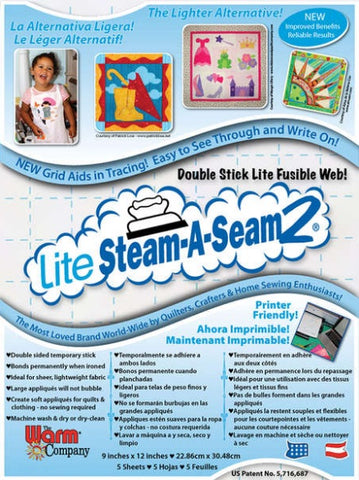 Lite Steam A Seam 2, Double Stick Fusible Web, 5 Sheets,9 x 12",Warm Co. 5414WNN