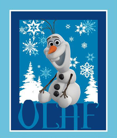 Disney Frozen Olaf Panel, Blue #535521600715 100% Cotton Fabric, By The Panel