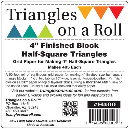 Triangles on a Roll 4in Half Square 50ft Roll #H400