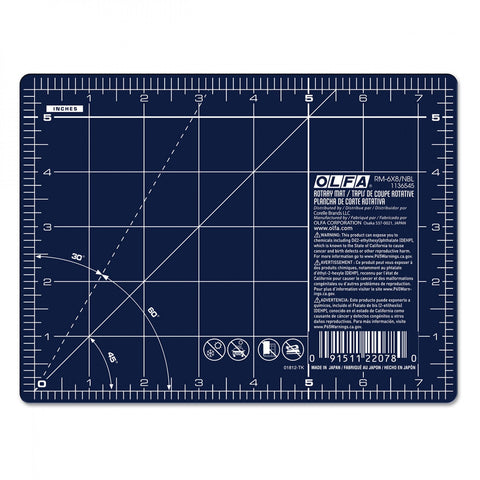 OLFA NAVY Cutting Mat with Grid, 6" x 8" for Rotary Quilting RM-6x8/NBL