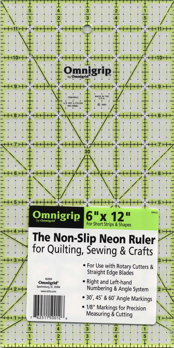 Omnigrip Neon by Omnigrid 6 x 12 The Non-Slip Quilt Ruler, R12