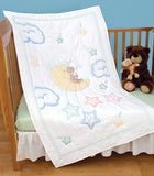 Bear on the Moon Crib Quilt Top, Jack Dempsey Cross Stitch Embroidery #4060-113