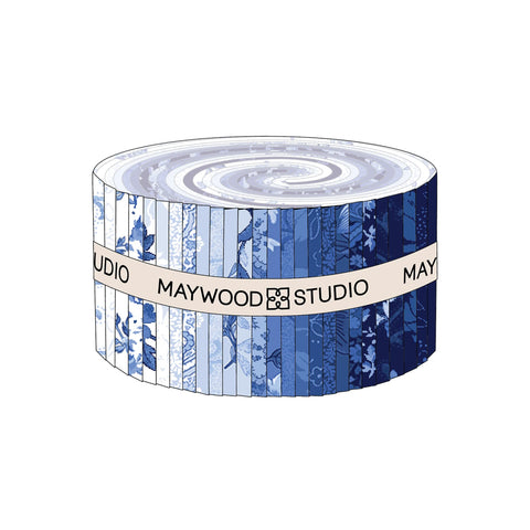 Blue Belle, 2-1/2" Strips in a Roll, 40-pieces Maywood Studio 100% Cotton ST-MASBLBE