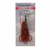 Red Victorian Embroidery Scissors with Leather Sheath, Tool Tron 00334, 3.5"