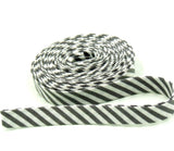 Double Fold Bias Tape Gray & White Stripe 1/2" Wide Binding