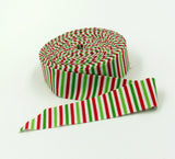 Quilt Binding 1/8'' Stripe Red and Green Christmas 1 1/4" Single Fold
