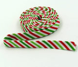 Double Fold Bias Tape 1/2'' Red & Green Christmas Stripe Binding
