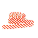 Double Fold Bias Tape Orange & White Stripe  1/2" Binding