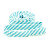 Double Fold Bias Tape Aqua & White Stripe Binding