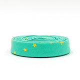 Space Sprinkles Bias Tape Seaglass/Yellow 1/2" Double Fold Binding