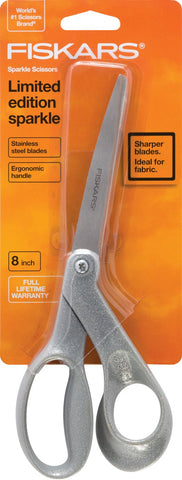 Fiskars Premier 8in Bent Fashion Deco Scissors Limited Edition - Silver Sparkle 03-049216r2