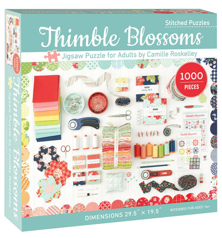 Thimble Blossoms Jigsaw Puzzle for Adults by Camille Roskelley 1000 pieces, 29.5" x 19.5"