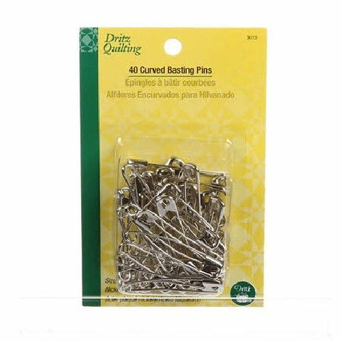 40 Curved Safety Pins, Size 3, 2" long Nickel Plated Steel from Dritz #3013