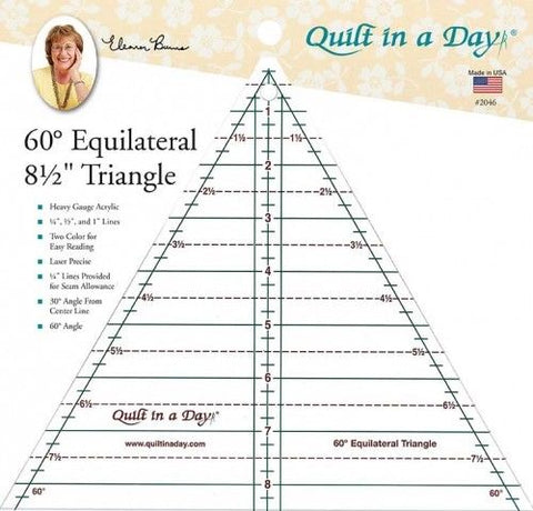 60 Degree Equilateral 8 1/2" Triangle ruler, Quilt in a Day #2046
