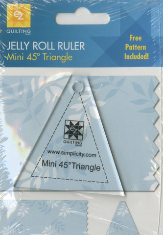 Mini 45 Triangle Jelly Roll Ruler,  EZ Quilting 882227 FREE Pattern Included
