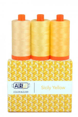 AURIFIL Sicily Yellow Thread Collection 50wt 3 Large Spools AC50CP3-004