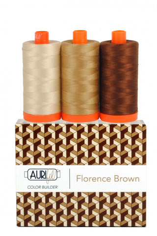 AURIFIL Florence Brown Color Builder Thread Collection 50wt 3 Large Spools AC50CP3-009