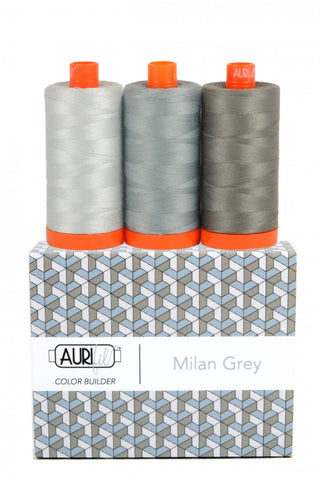 AURIFIL Milan Grey Color Builder Thread Collection 50wt 3 Large Spools AC50CP3-010