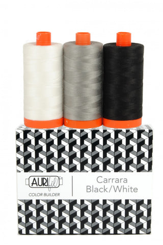 AURIFIL Carrara Black/White Color Builder Thread Collection 50wt 3 Large Spools AC50CP3-012