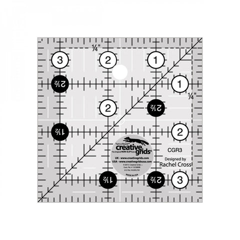 3 1/2" x 3 1/2" Turn-a-Round Non-Slip Quilt Ruler from Creative Grids, #CGR3