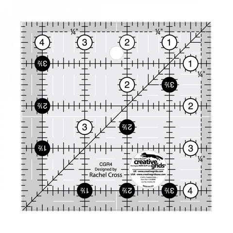 4 1/2" x 4 1/2" Turn-a-Round Non-Slip Quilt Ruler from Creative Grids, #CGR4