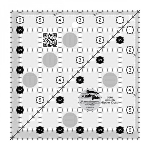 6-1/2" x 6-1/2" Turn-a-Round Non-Slip Quilt Ruler from Creative Grids, #CGR6