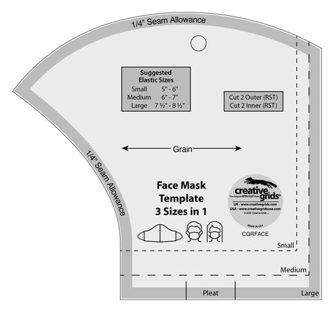 Face Mask Template, 3 Sizes in 1, Non-Slip from Creative Grids, #CGRFACE