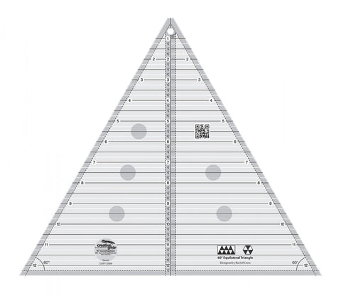 60 Degree Triangle 12" Finished Size, Non-Slip Quilt Ruler from Creative Grids, #CGRT12560