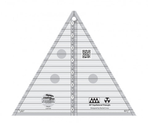 60 Degree Triangle 8" Finished Size, Non-Slip Quilt Ruler from Creative Grids, #CGRT60