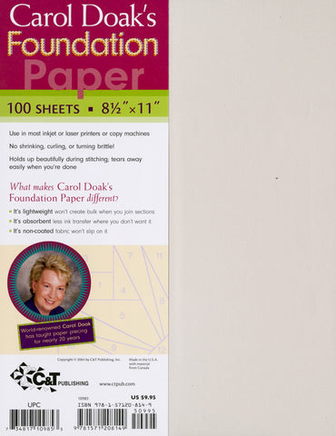 Carol Doak's Foundation Paper, 8 1/2 x 11" for Paper Piecing, 100 sheets, Printer Friendly