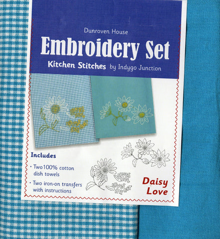 Daisy Love Kitchen Stitches Embroidery Set (2) Hand Towels/Dishtowels