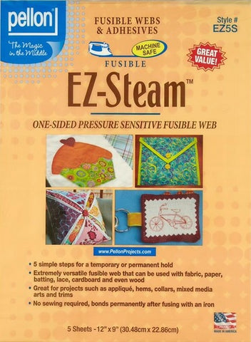 EZ-Steam II, Two Sided Fusible Web for Applique, 5 Sheets, 9 x 12", by Pellon