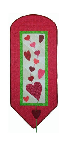 HEART STRINGS 16 X 39" Quilt Pattern, Valentine Wallhanging