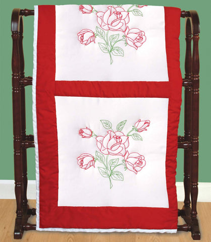 Long Stem Rose Quilt Blocks, pkg of 6 White, Jack Dempsey Embroidery #732-134
