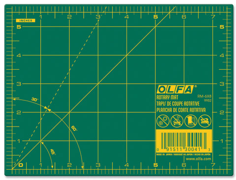 OLFA Cutting Mat with Grid, 6" x 8" for Rotary Quilting RM-6x8