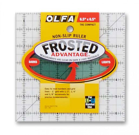 Frosted Acrylic OLFA Ruler 6.5" Square Ruler (The Compact) for Quilting & Crafts QR-6S