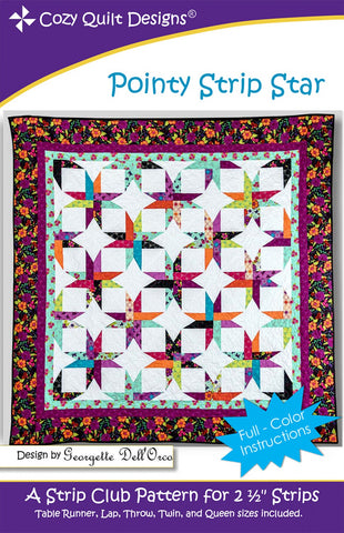 Pointy Strip Star, a 2 1/2" Strip Pattern from Cozy Quilt Designs # CQD01210