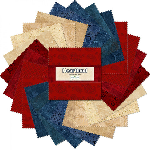 Heartland 5 Karat Mini-Gems, 24-5" Squares of Essentials 100% Cotton Quilting Fabric by Wilmington 505-59-505