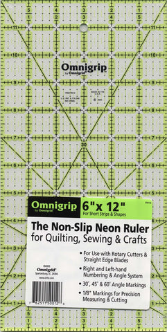 Omnigrip Neon by Omnigrid 6 x 12" The Non-Slip Quilt Ruler, R12