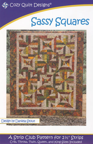 Sassy Squares, A Strip Pattern for 2 1/2" Strips by Cozy Quilt Designs # CQD01050