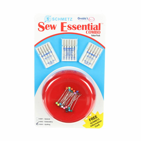 Sew Essential Combo,GRABBIT Pincushion & Schmetz Needles, #3003 for Quilting