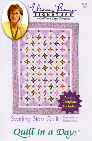 Swirling Stars Quilt in a Day pattern, Eleanor Burns, w/ Acrylic Template, EASY