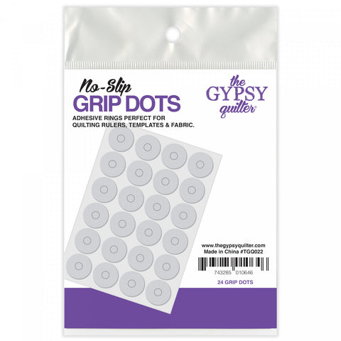 No-Slip Grip Dots by The Gypsy Quilter, 24 Adhesive Rings for Quilt Rulers, Templates, & Fabric