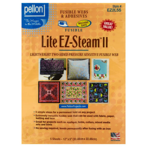 Lite EZ-Steam II, Two Sided Fusible Web for Applique, 5 Sheets, 9 x 12"