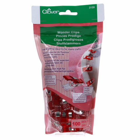 Clover Wonder Clips #3159 Red, 100 pieces for Sewing & Crafting
